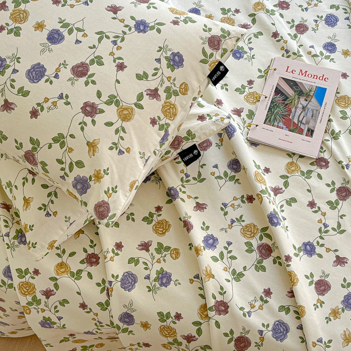 91家纺网 家纺一手货源 找家纺 鑫钰 2025新款全棉纯棉老粗布花卉系列单品床单-床笠 床单-花蔓