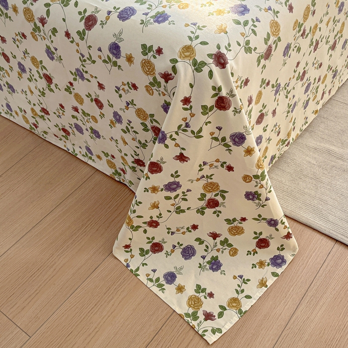 91家纺网 家纺一手货源 找家纺 鑫钰 2025新款全棉纯棉老粗布花卉系列单品床单-床笠 床单-花蔓