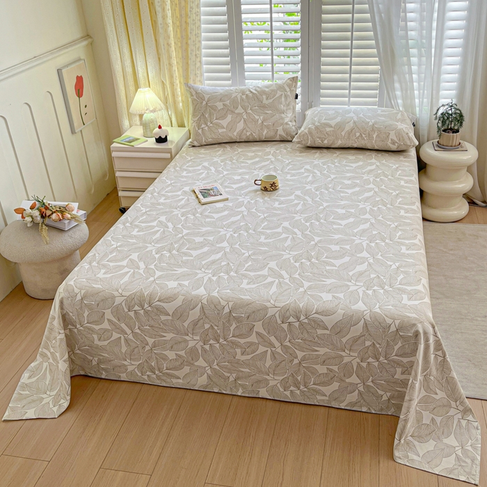 91家纺网 家纺一手货源 找家纺 鑫钰 2025新款全棉纯棉老粗布花卉系列单品床单-床笠 床单-千叶