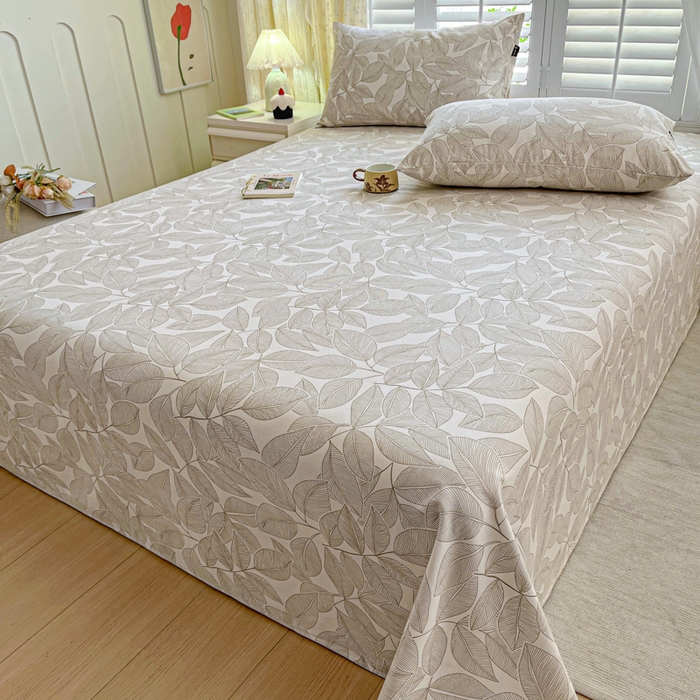 91家纺网 家纺一手货源 找家纺 鑫钰 2025新款全棉纯棉老粗布花卉系列单品床单-床笠 床单-千叶