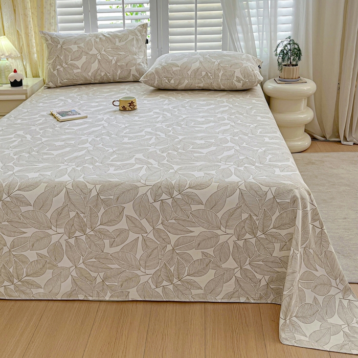 91家纺网 家纺一手货源 找家纺 鑫钰 2025新款全棉纯棉老粗布花卉系列单品床单-床笠 床单-千叶