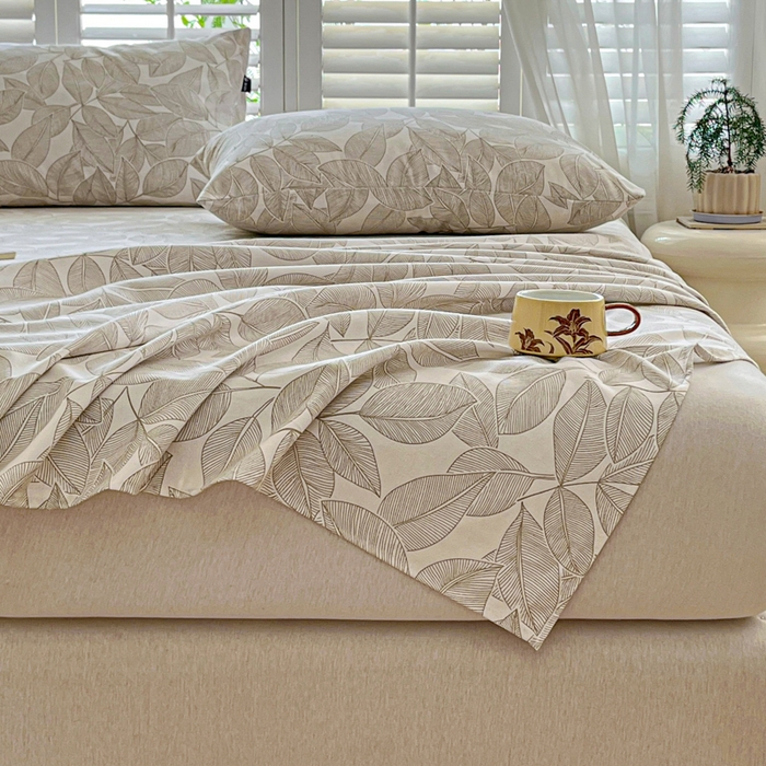 91家纺网 家纺一手货源 找家纺 鑫钰 2025新款全棉纯棉老粗布花卉系列单品床单-床笠 床单-千叶