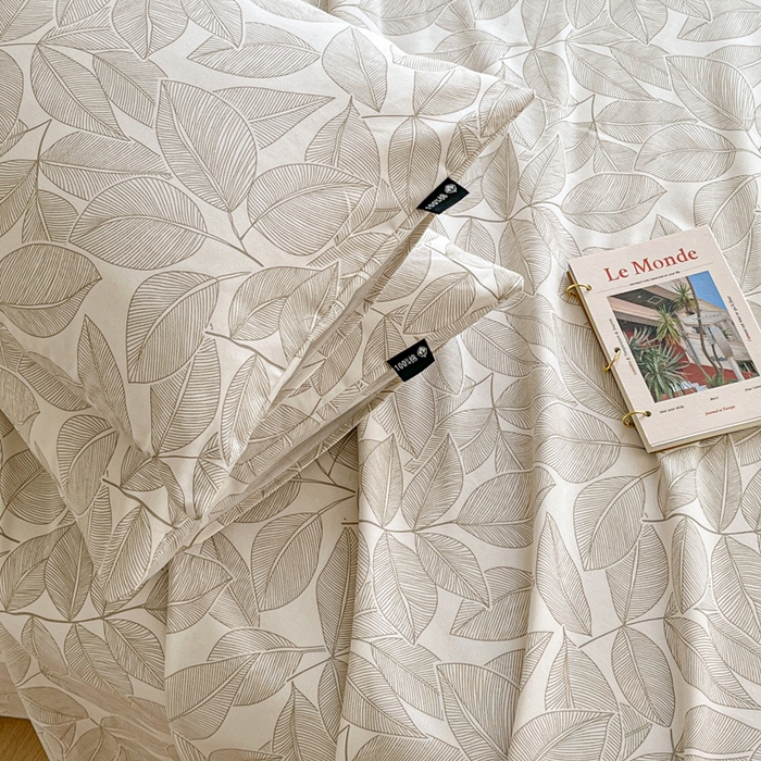 91家纺网 家纺一手货源 找家纺 鑫钰 2025新款全棉纯棉老粗布花卉系列单品床单-床笠 床单-千叶