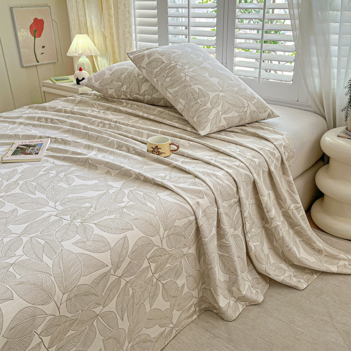 91家纺网 家纺一手货源 找家纺 鑫钰 2025新款全棉纯棉老粗布花卉系列单品床单-床笠 床单-千叶