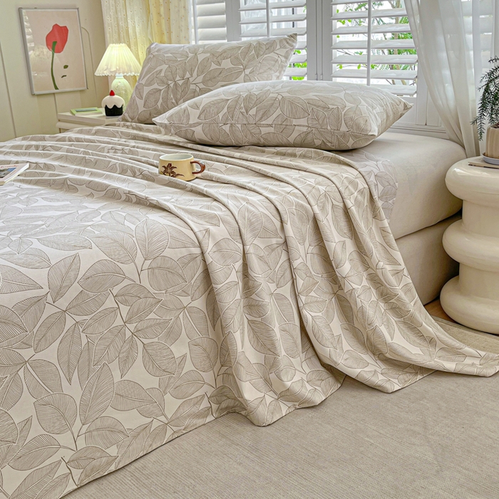 91家纺网 家纺一手货源 找家纺 鑫钰 2025新款全棉纯棉老粗布花卉系列单品床单-床笠 床单-千叶