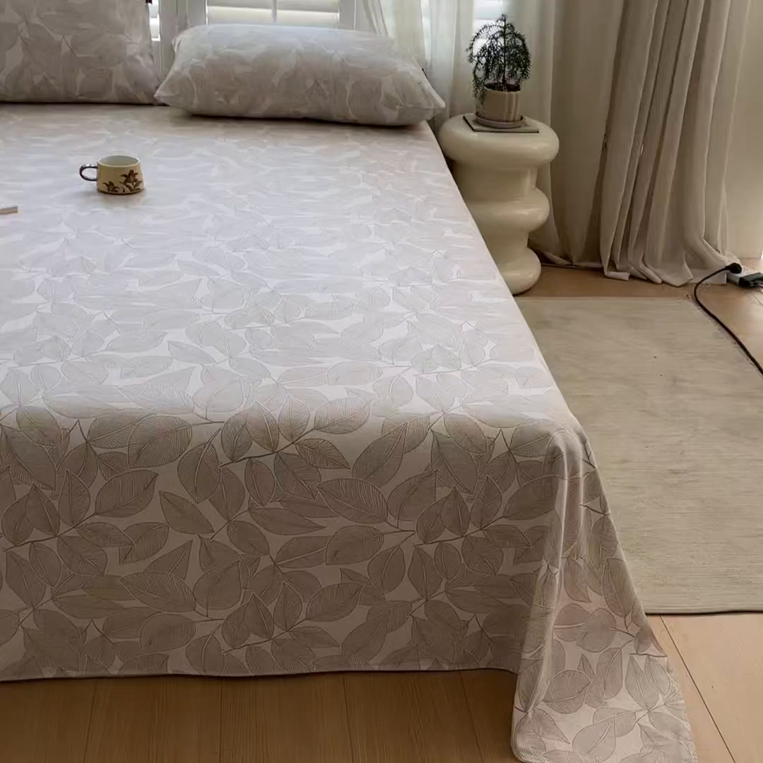 91家纺网 家纺一手货源 找家纺 鑫钰 2025新款全棉纯棉老粗布花卉系列单品床单-床笠 床单-千叶