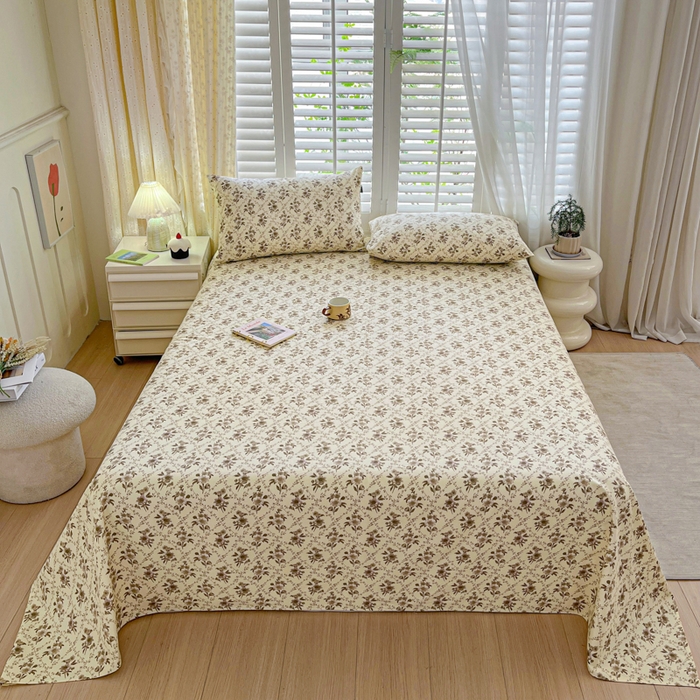 鑫钰 2025新款全棉纯棉老粗布花卉系列单品床单-床笠 床单-蔷薇