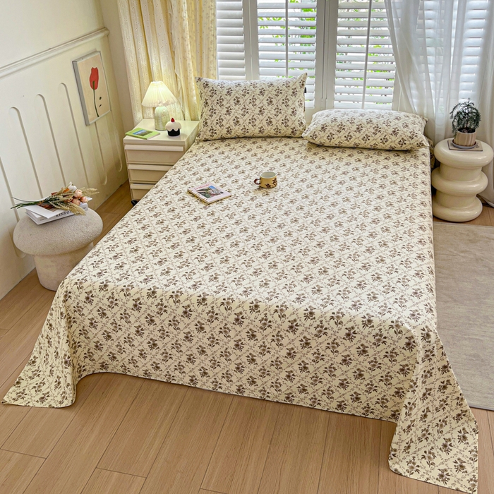 91家纺网 家纺一手货源 找家纺 鑫钰 2025新款全棉纯棉老粗布花卉系列单品床单-床笠 床单-蔷薇