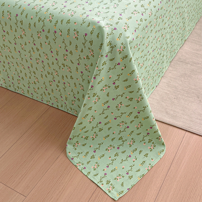 91家纺网 家纺一手货源 找家纺 鑫钰 2025新款全棉纯棉老粗布花卉系列单品床单-床笠 床单-紫荆绿