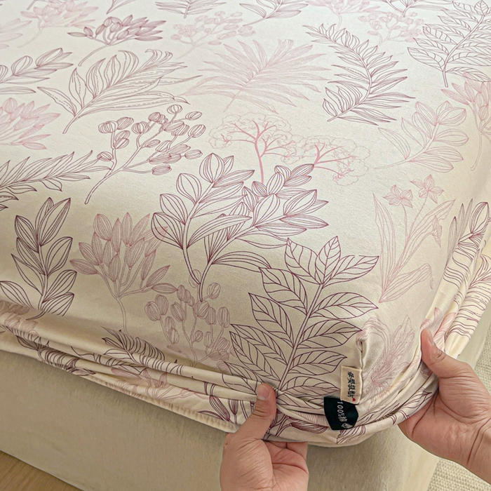 91家纺网 家纺一手货源 找家纺 鑫钰 2025新款全棉纯棉老粗布花卉系列单品床单-床笠 床笠-繁花-粉
