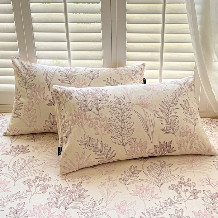 91家纺网 家纺一手货源 找家纺 鑫钰 2025新款全棉纯棉老粗布花卉系列单品床单-床笠 床笠-繁花-粉