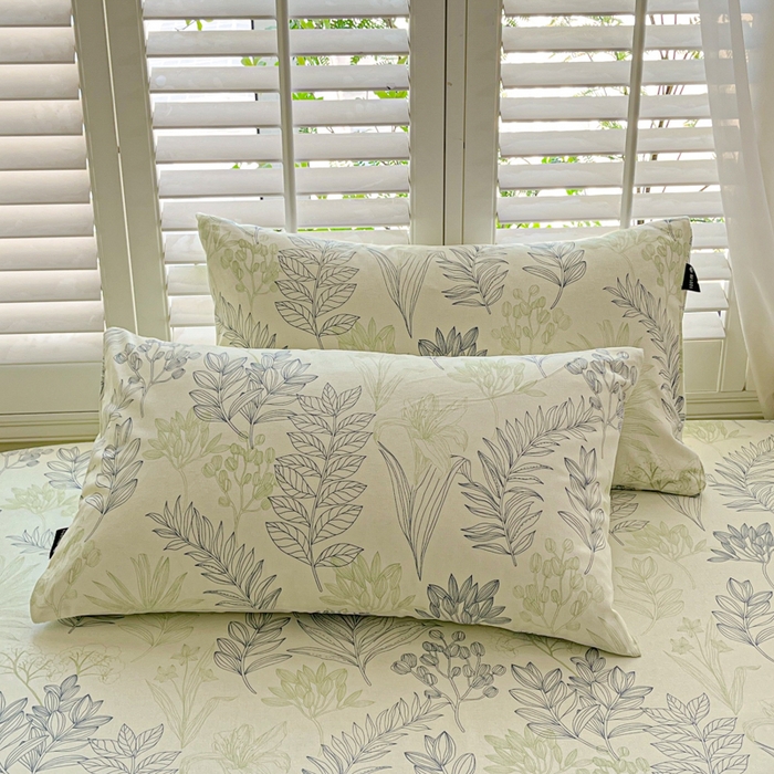 91家纺网 家纺一手货源 找家纺 鑫钰 2025新款全棉纯棉老粗布花卉系列单品床单-床笠 床笠-繁花-绿