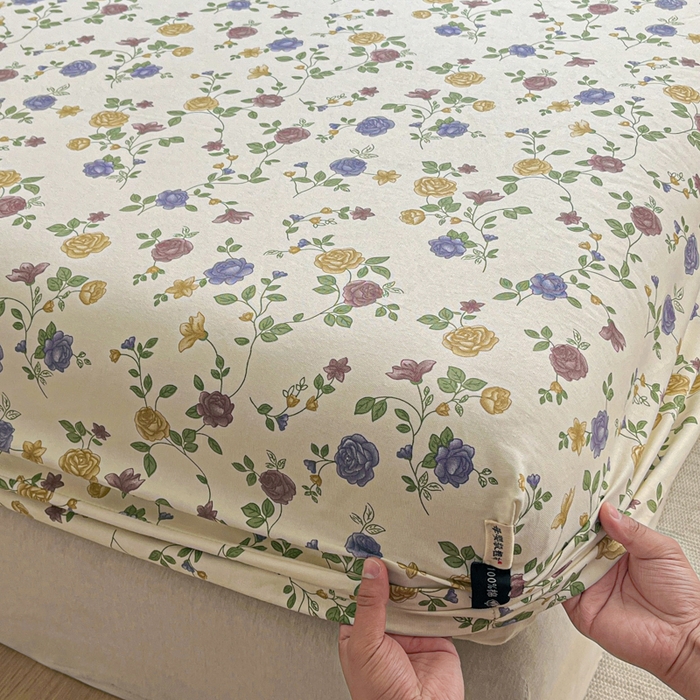 91家纺网 家纺一手货源 找家纺 鑫钰 2025新款全棉纯棉老粗布花卉系列单品床单-床笠 床笠-花蔓