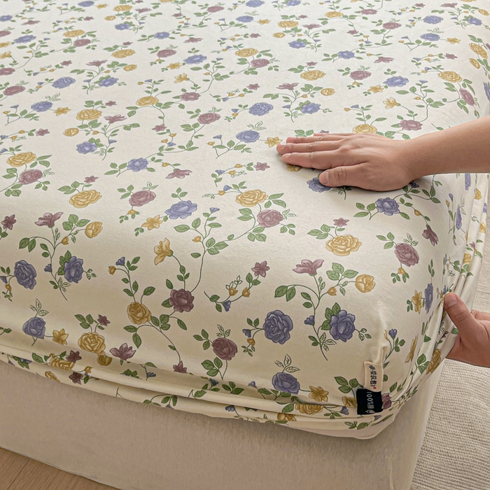 91家纺网 家纺一手货源 找家纺 鑫钰 2025新款全棉纯棉老粗布花卉系列单品床单-床笠 床笠-花蔓