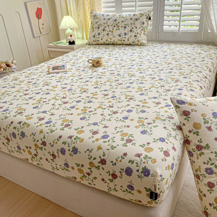 91家纺网 家纺一手货源 找家纺 鑫钰 2025新款全棉纯棉老粗布花卉系列单品床单-床笠 床笠-花蔓