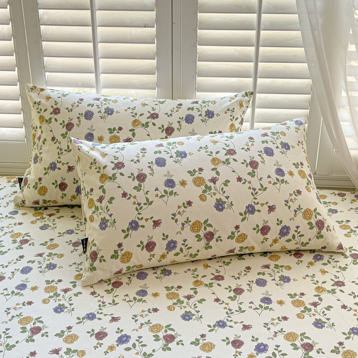 91家纺网 家纺一手货源 找家纺 鑫钰 2025新款全棉纯棉老粗布花卉系列单品床单-床笠 床笠-花蔓