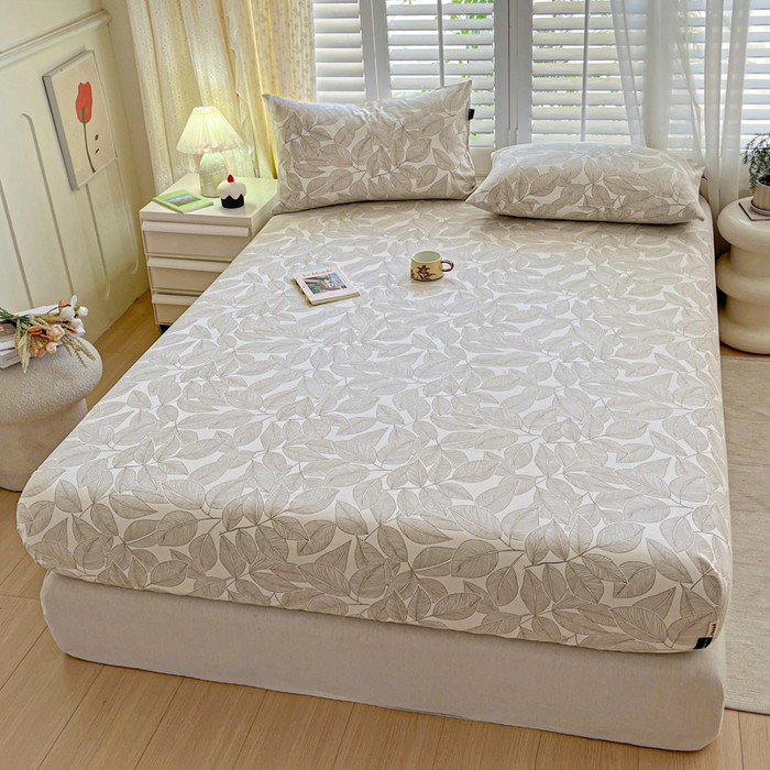 91家纺网 家纺一手货源 找家纺 鑫钰 2025新款全棉纯棉老粗布花卉系列单品床单-床笠 床笠-千叶