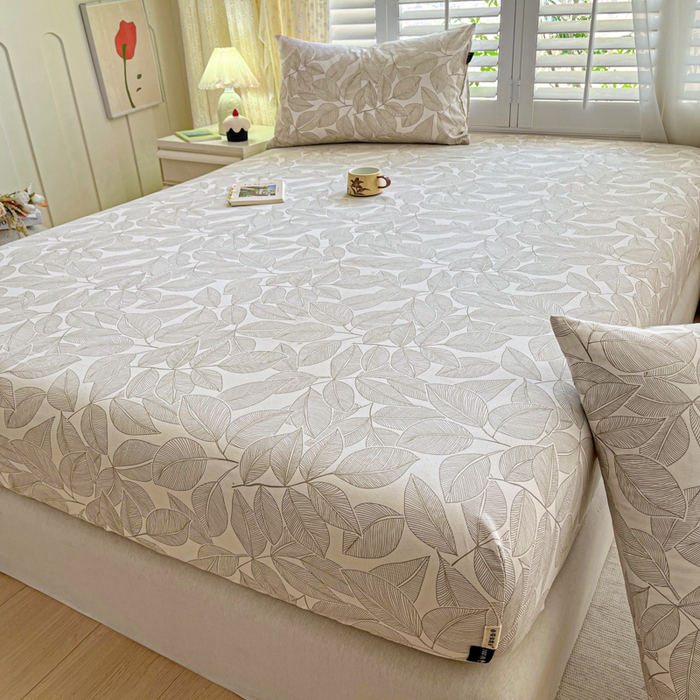 91家纺网 家纺一手货源 找家纺 鑫钰 2025新款全棉纯棉老粗布花卉系列单品床单-床笠 床笠-千叶