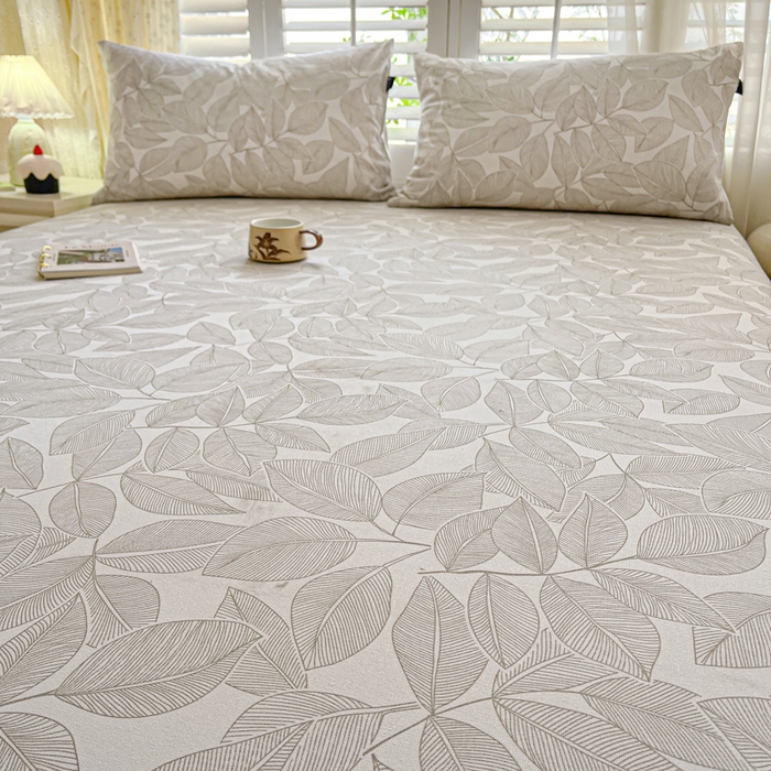 91家纺网 家纺一手货源 找家纺 鑫钰 2025新款全棉纯棉老粗布花卉系列单品床单-床笠 床笠-千叶