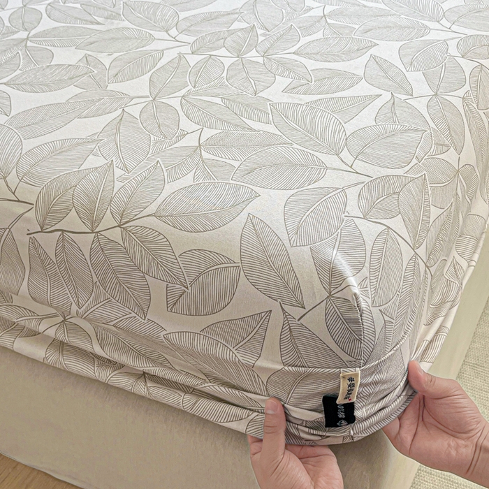 91家纺网 家纺一手货源 找家纺 鑫钰 2025新款全棉纯棉老粗布花卉系列单品床单-床笠 床笠-千叶