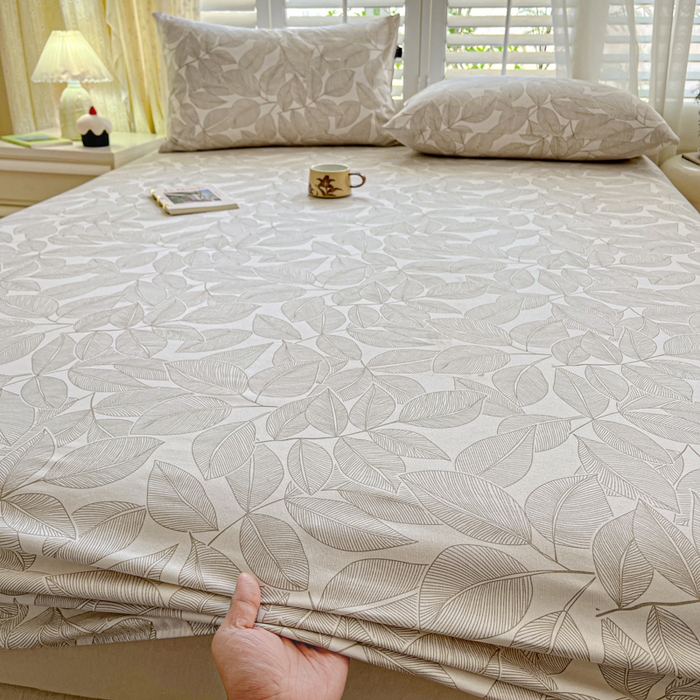 91家纺网 家纺一手货源 找家纺 鑫钰 2025新款全棉纯棉老粗布花卉系列单品床单-床笠 床笠-千叶