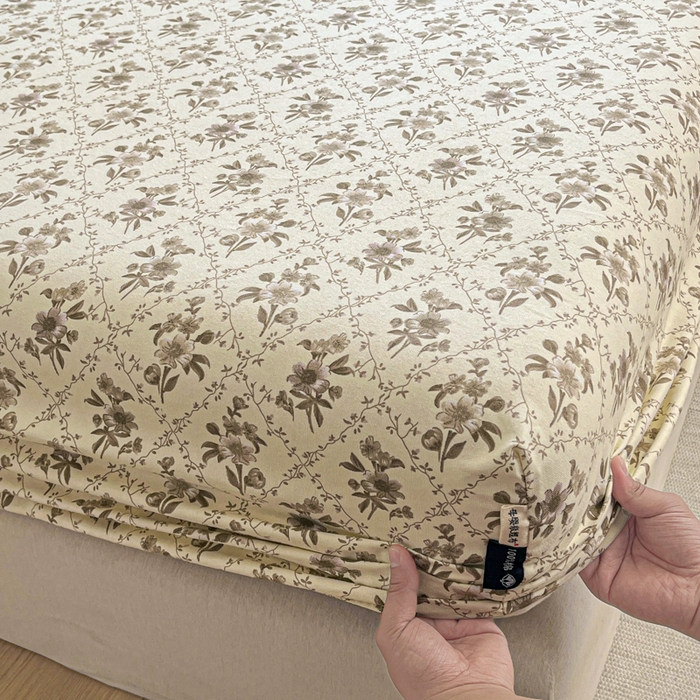 91家纺网 家纺一手货源 找家纺 鑫钰 2025新款全棉纯棉老粗布花卉系列单品床单-床笠 床笠-蔷薇