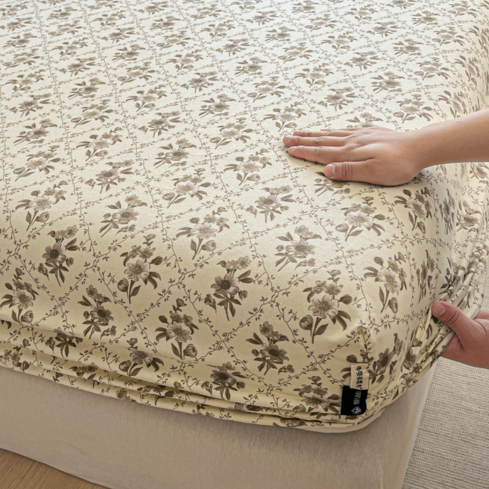 91家纺网 家纺一手货源 找家纺 鑫钰 2025新款全棉纯棉老粗布花卉系列单品床单-床笠 床笠-蔷薇