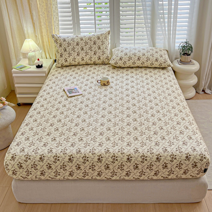 91家纺网 家纺一手货源 找家纺 鑫钰 2025新款全棉纯棉老粗布花卉系列单品床单-床笠 床笠-蔷薇