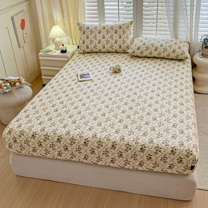 91家纺网 家纺一手货源 找家纺 鑫钰 2025新款全棉纯棉老粗布花卉系列单品床单-床笠 床笠-蔷薇