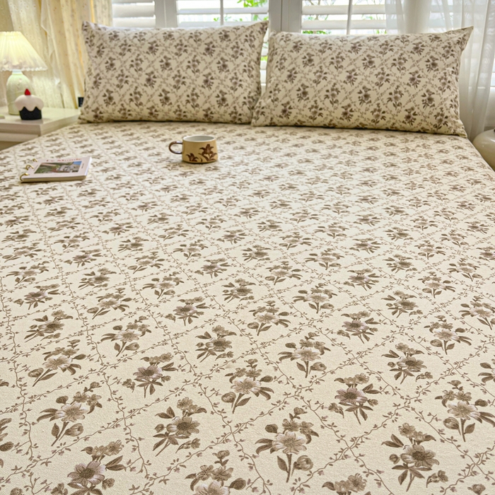 91家纺网 家纺一手货源 找家纺 鑫钰 2025新款全棉纯棉老粗布花卉系列单品床单-床笠 床笠-蔷薇