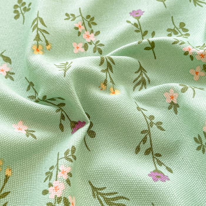 91家纺网 家纺一手货源 找家纺 鑫钰 2025新款全棉纯棉老粗布花卉系列单品床单-床笠 床笠-紫荆绿