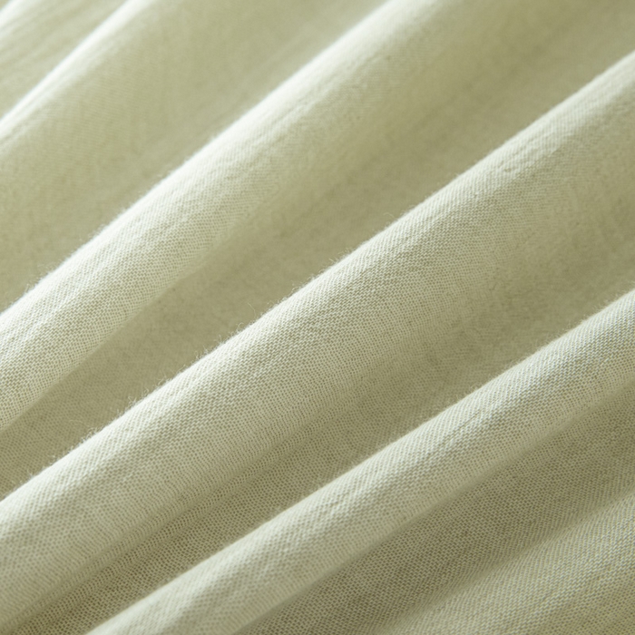 91家纺网 家纺一手货源 找家纺 鑫钰 2025新款纯色系列全棉双层皱皱纱床单-床笠 淡雅绿-床单