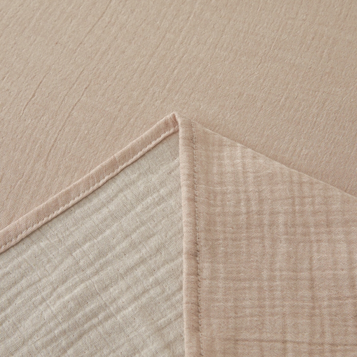 91家纺网 家纺一手货源 找家纺 鑫钰 2025新款纯色系列全棉双层皱皱纱床单-床笠 肉桂粉-床单