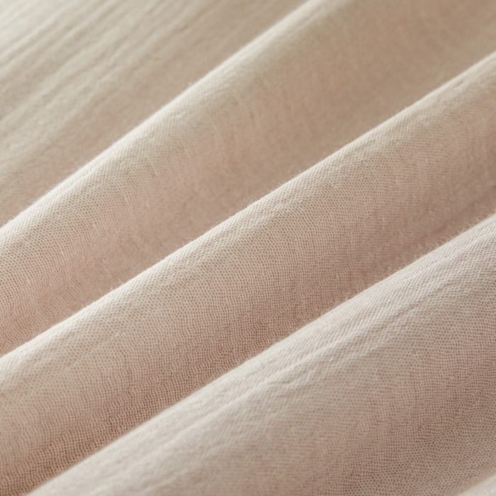91家纺网 家纺一手货源 找家纺 鑫钰 2025新款纯色系列全棉双层皱皱纱床单-床笠 肉桂粉-床单