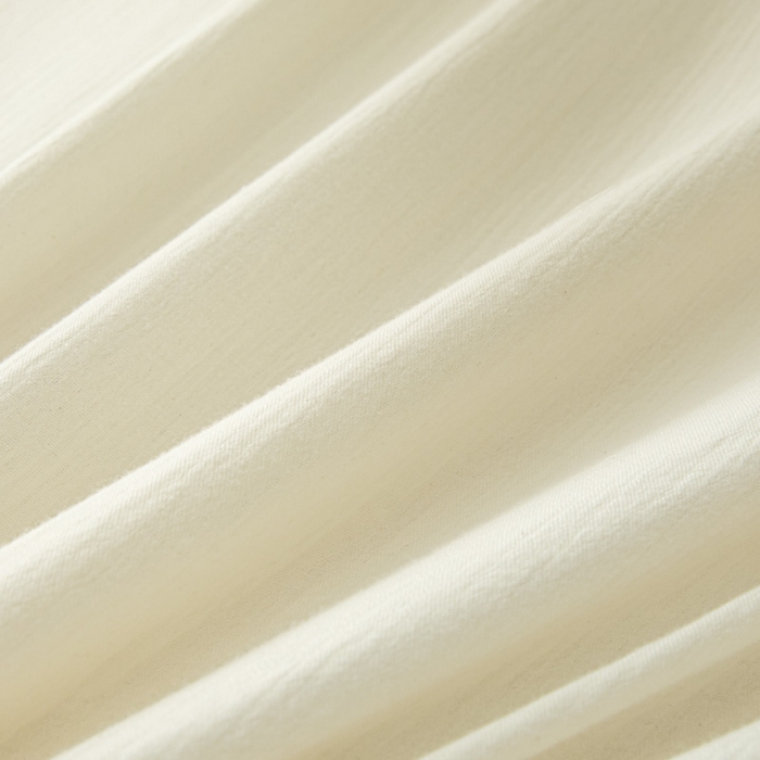 91家纺网 家纺一手货源 找家纺 鑫钰 2025新款纯色系列全棉双层皱皱纱床单-床笠 奶茶白-床单