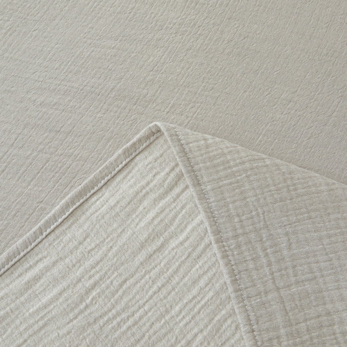 91家纺网 家纺一手货源 找家纺 鑫钰 2025新款纯色系列全棉双层皱皱纱床单-床笠 气质灰-床单