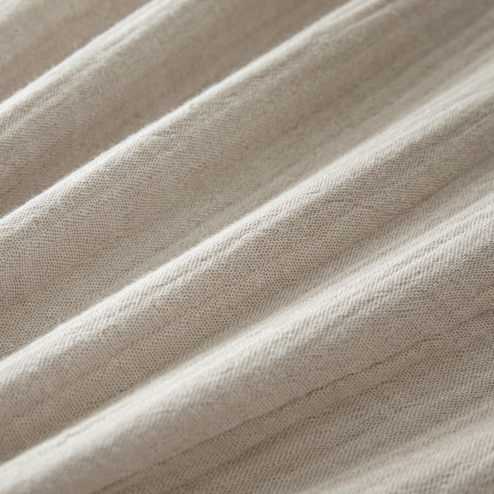 91家纺网 家纺一手货源 找家纺 鑫钰 2025新款纯色系列全棉双层皱皱纱床单-床笠 卡其色-床单
