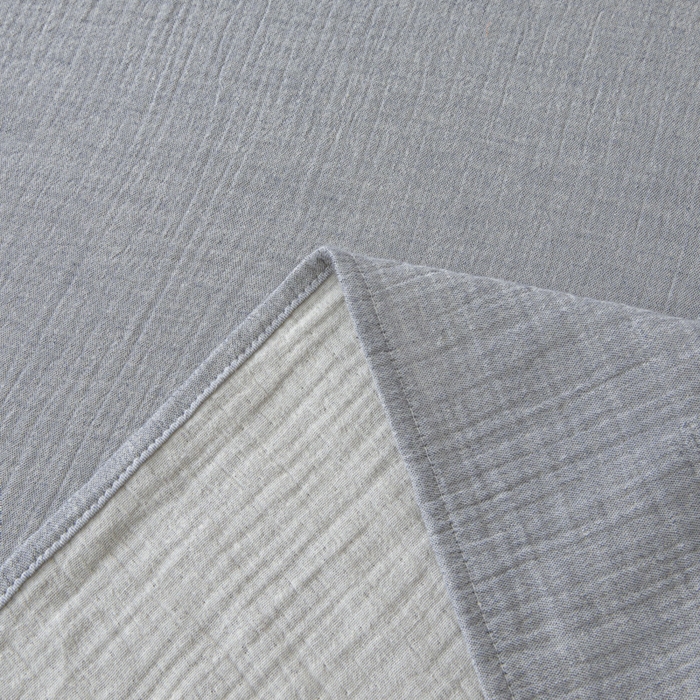 91家纺网 家纺一手货源 找家纺 鑫钰 2025新款纯色系列全棉双层皱皱纱床单-床笠 天空蓝-床单