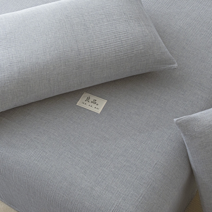 91家纺网 家纺一手货源 找家纺 鑫钰 2025新款纯色系列全棉双层皱皱纱床单-床笠 天空蓝-床单