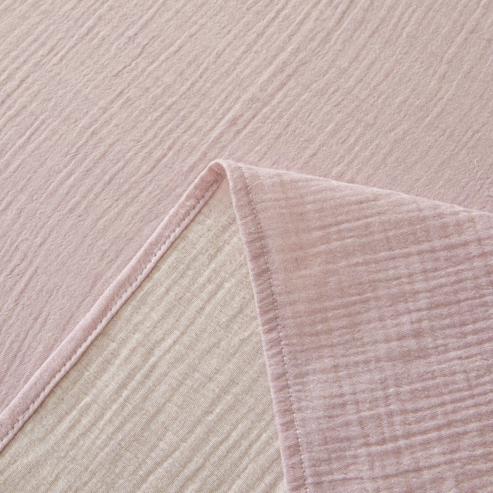 91家纺网 家纺一手货源 找家纺 鑫钰 2025新款纯色系列全棉双层皱皱纱床单-床笠 香妃紫-床单