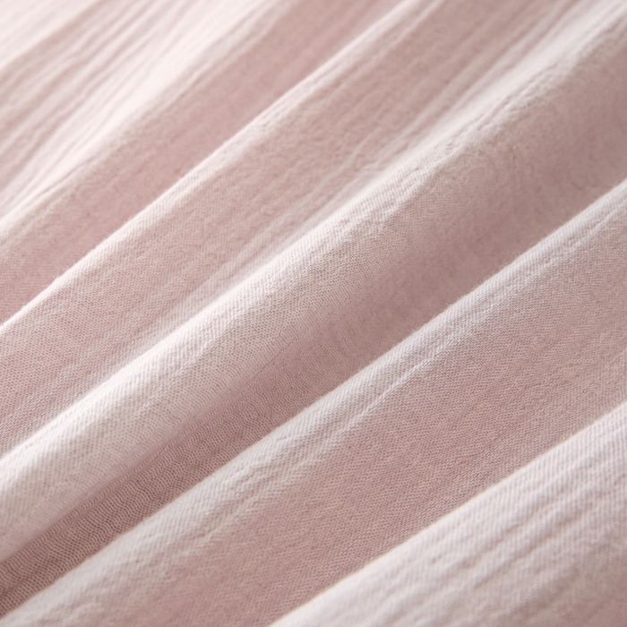 91家纺网 家纺一手货源 找家纺 鑫钰 2025新款纯色系列全棉双层皱皱纱床单-床笠 香妃紫-床单