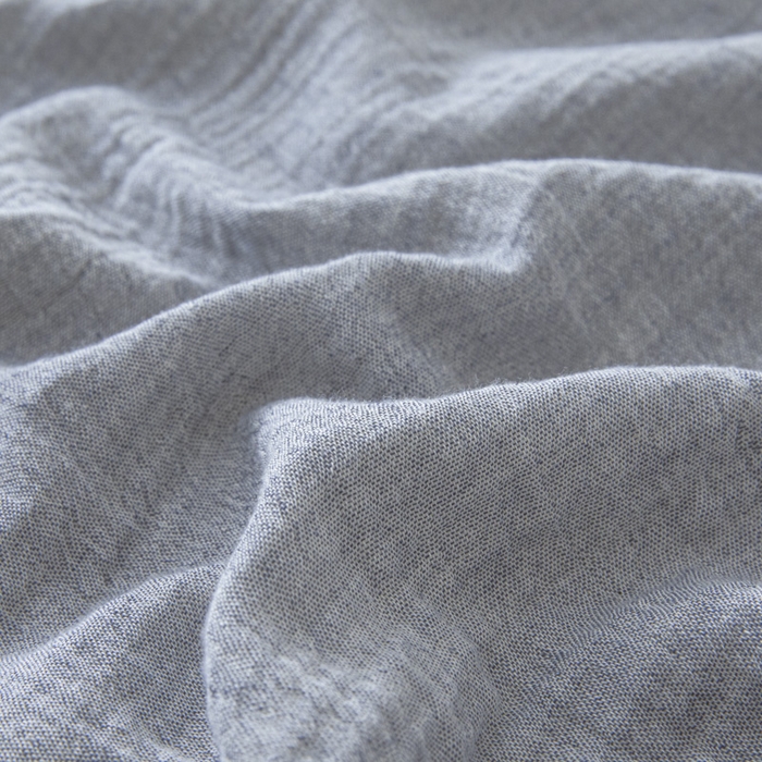 91家纺网 家纺一手货源 找家纺 鑫钰 2025新款纯色系列全棉双层皱皱纱床单-床笠 天空蓝-床笠