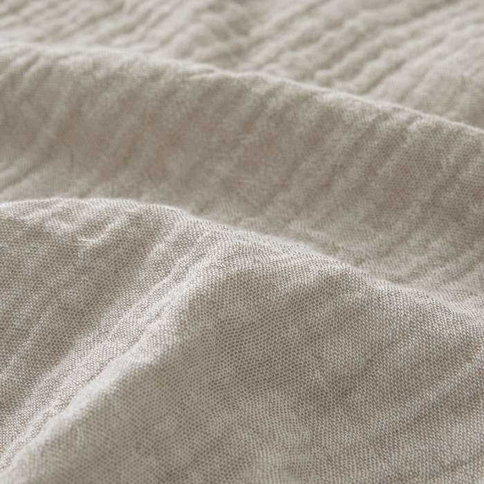 91家纺网 家纺一手货源 找家纺 鑫钰 2025新款纯色系列全棉双层皱皱纱床单-床笠 卡其色-床笠