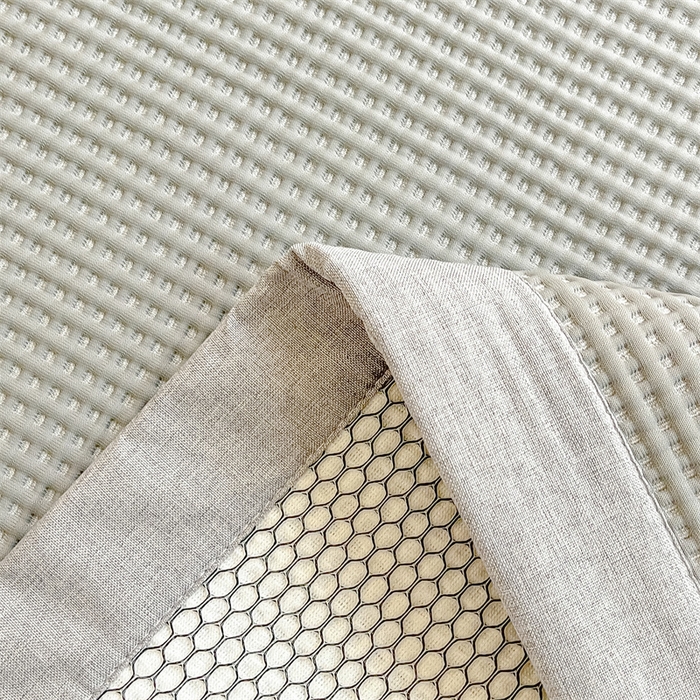 91家纺网 家纺一手货源 找家纺 鑫钰 2025新款超速凉感冰丝绣花凉席-床席款 冰柠檬-华夫格灰（床席款）