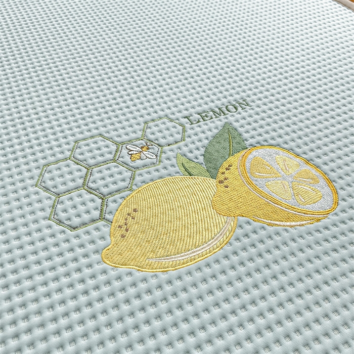 91家纺网 家纺一手货源 找家纺 鑫钰 2025新款超速凉感冰丝绣花凉席-床笠款 冰柠檬-华夫格蓝（床笠款）