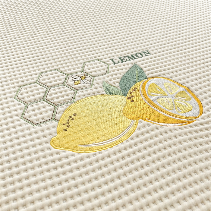 91家纺网 家纺一手货源 找家纺 鑫钰 2025新款超速凉感冰丝绣花凉席-床笠款 冰柠檬-华夫格米（床笠款）