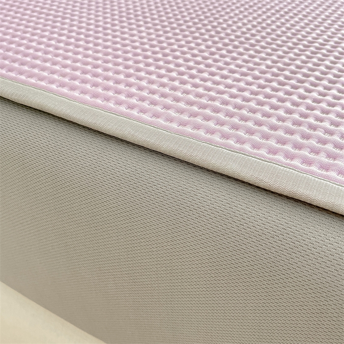 91家纺网 家纺一手货源 找家纺 鑫钰 2025新款超速凉感冰丝绣花凉席-床笠款 冰柠檬-华夫格紫（床笠款）