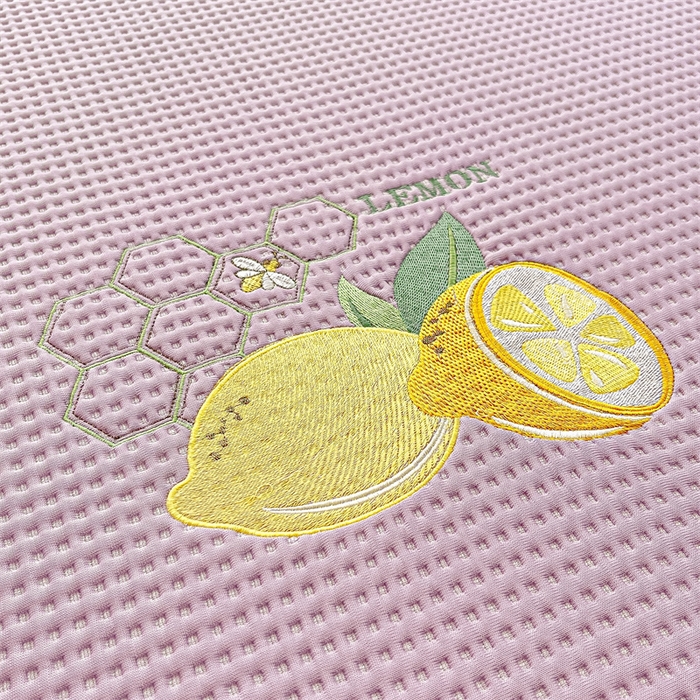 91家纺网 家纺一手货源 找家纺 鑫钰 2025新款超速凉感冰丝绣花凉席-床笠款 冰柠檬-华夫格紫（床笠款）