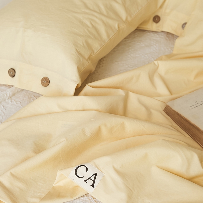 91家纺网 家纺一手货源 找家纺 EH家居 2025新款旧拾光系列全棉水洗棉单品被套 旧拾光-淡奶黄