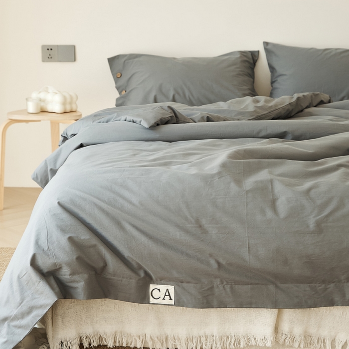 91家纺网 家纺一手货源 找家纺 EH家居 2025新款旧拾光系列全棉水洗棉单品被套 旧拾光-深灰